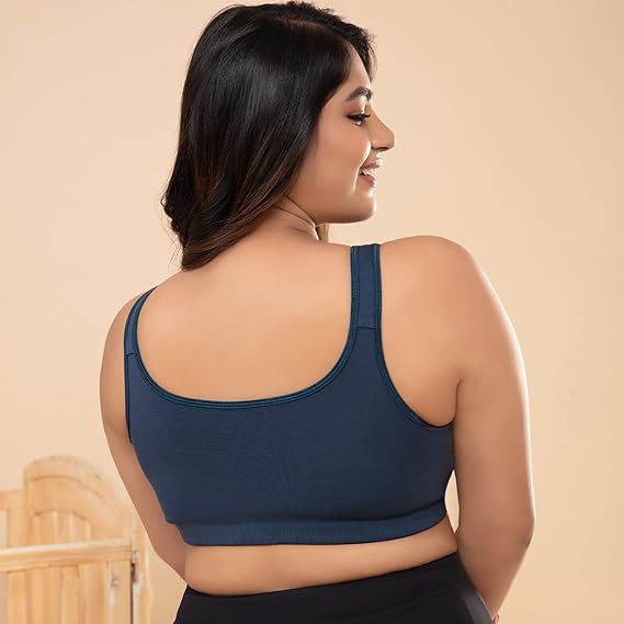 NYKD Women’s Cotton Maternity Nursing/Feeding Bra | Removable Pads, Wireless, Full Coverage with Overlap Design (Slip-On) – NYB129
